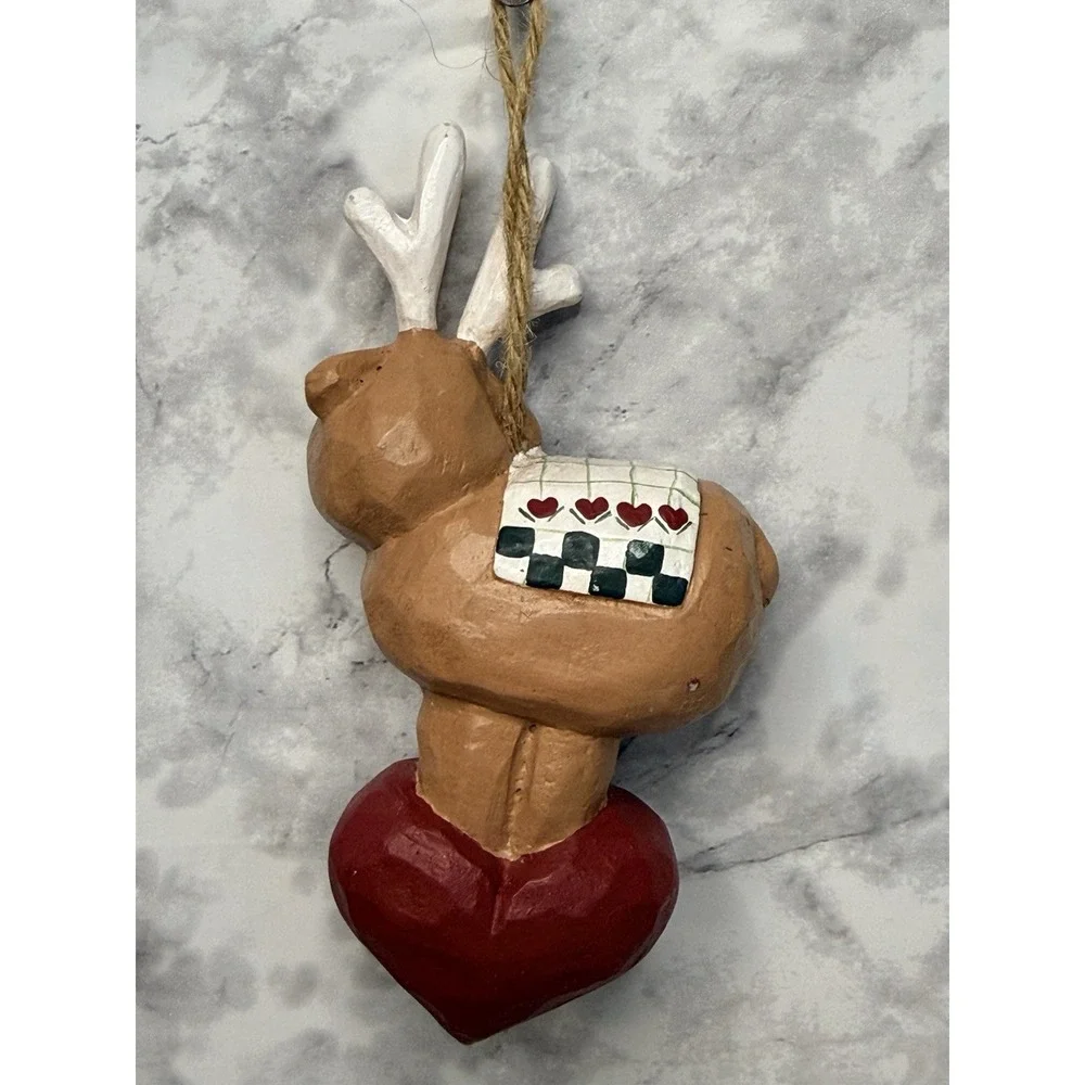 Vintage Midwest Eddie Walker Hanging Ornament Noel and Joy Reindeers Set‎ of Two